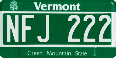 VT license plate NFJ222