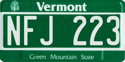 VT license plate NFJ223