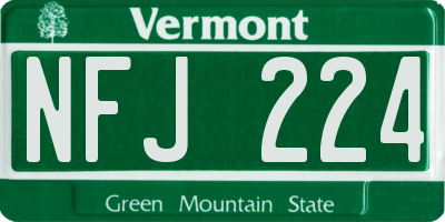 VT license plate NFJ224