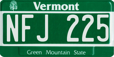 VT license plate NFJ225