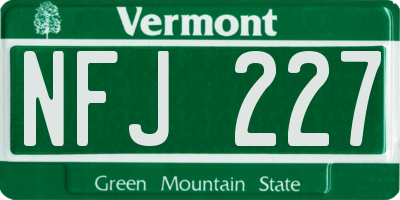 VT license plate NFJ227