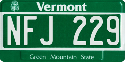 VT license plate NFJ229