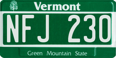 VT license plate NFJ230