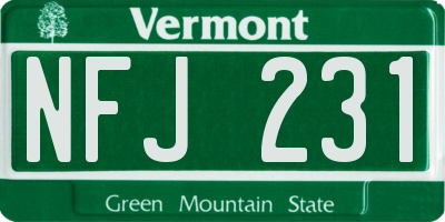 VT license plate NFJ231