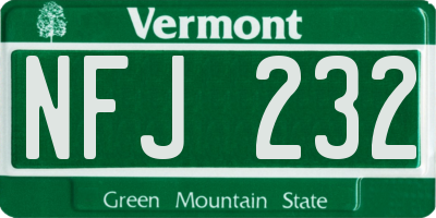 VT license plate NFJ232