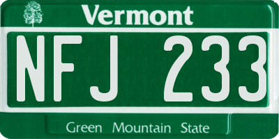 VT license plate NFJ233