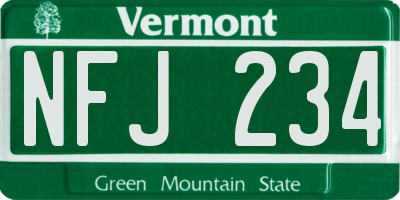 VT license plate NFJ234