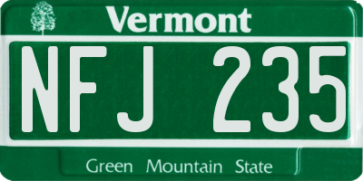 VT license plate NFJ235