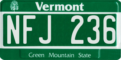 VT license plate NFJ236