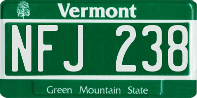 VT license plate NFJ238