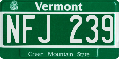 VT license plate NFJ239