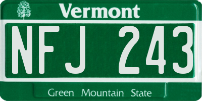 VT license plate NFJ243