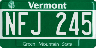 VT license plate NFJ245