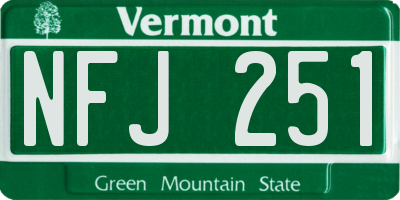 VT license plate NFJ251