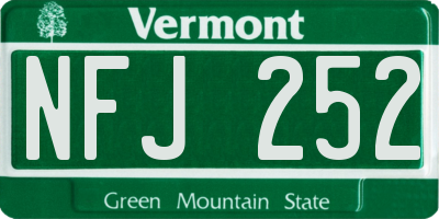 VT license plate NFJ252