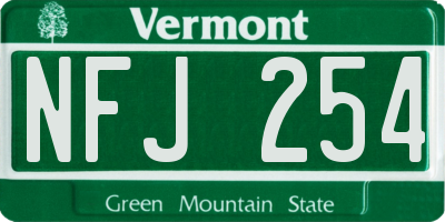 VT license plate NFJ254
