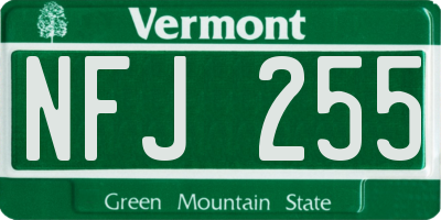 VT license plate NFJ255