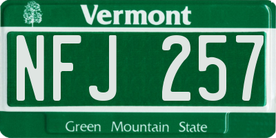 VT license plate NFJ257
