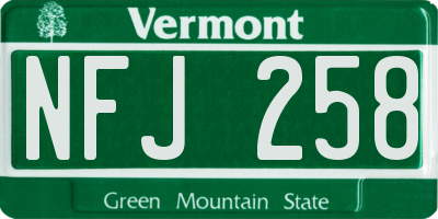 VT license plate NFJ258
