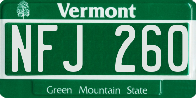 VT license plate NFJ260