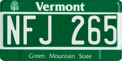 VT license plate NFJ265