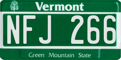 VT license plate NFJ266