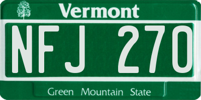 VT license plate NFJ270