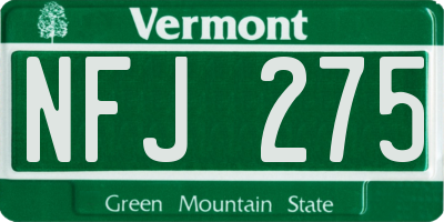 VT license plate NFJ275