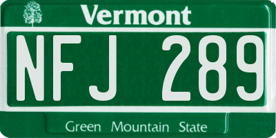 VT license plate NFJ289