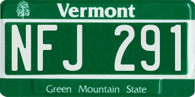 VT license plate NFJ291