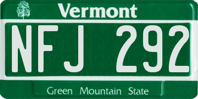 VT license plate NFJ292