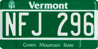 VT license plate NFJ296