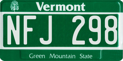VT license plate NFJ298