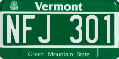VT license plate NFJ301