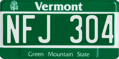 VT license plate NFJ304