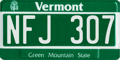 VT license plate NFJ307