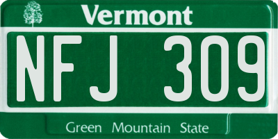 VT license plate NFJ309