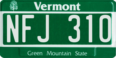 VT license plate NFJ310