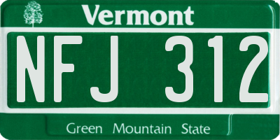 VT license plate NFJ312