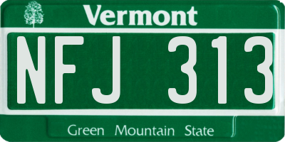 VT license plate NFJ313