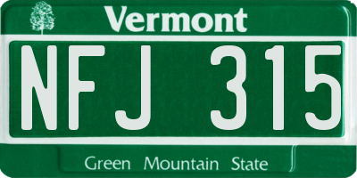 VT license plate NFJ315