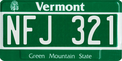 VT license plate NFJ321