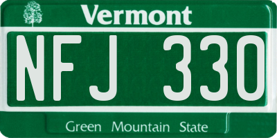 VT license plate NFJ330