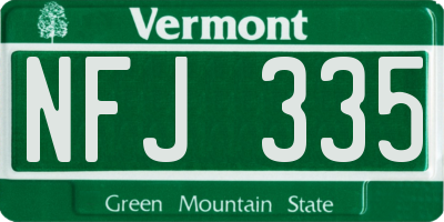 VT license plate NFJ335