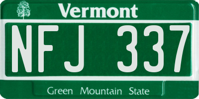 VT license plate NFJ337