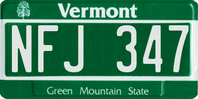 VT license plate NFJ347