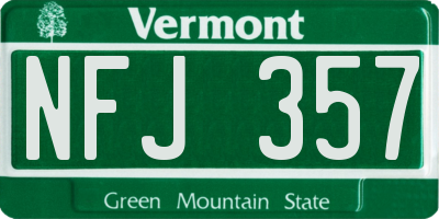 VT license plate NFJ357