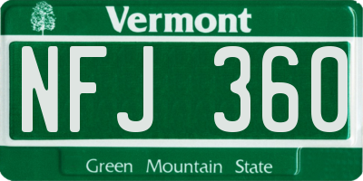 VT license plate NFJ360