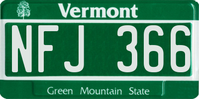 VT license plate NFJ366