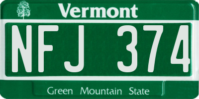 VT license plate NFJ374